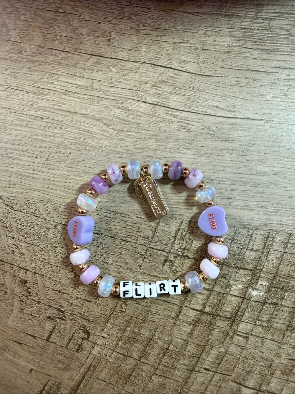 Little Words Project x Sweethearts Flirt Beaded Purple Stretch Bracelet